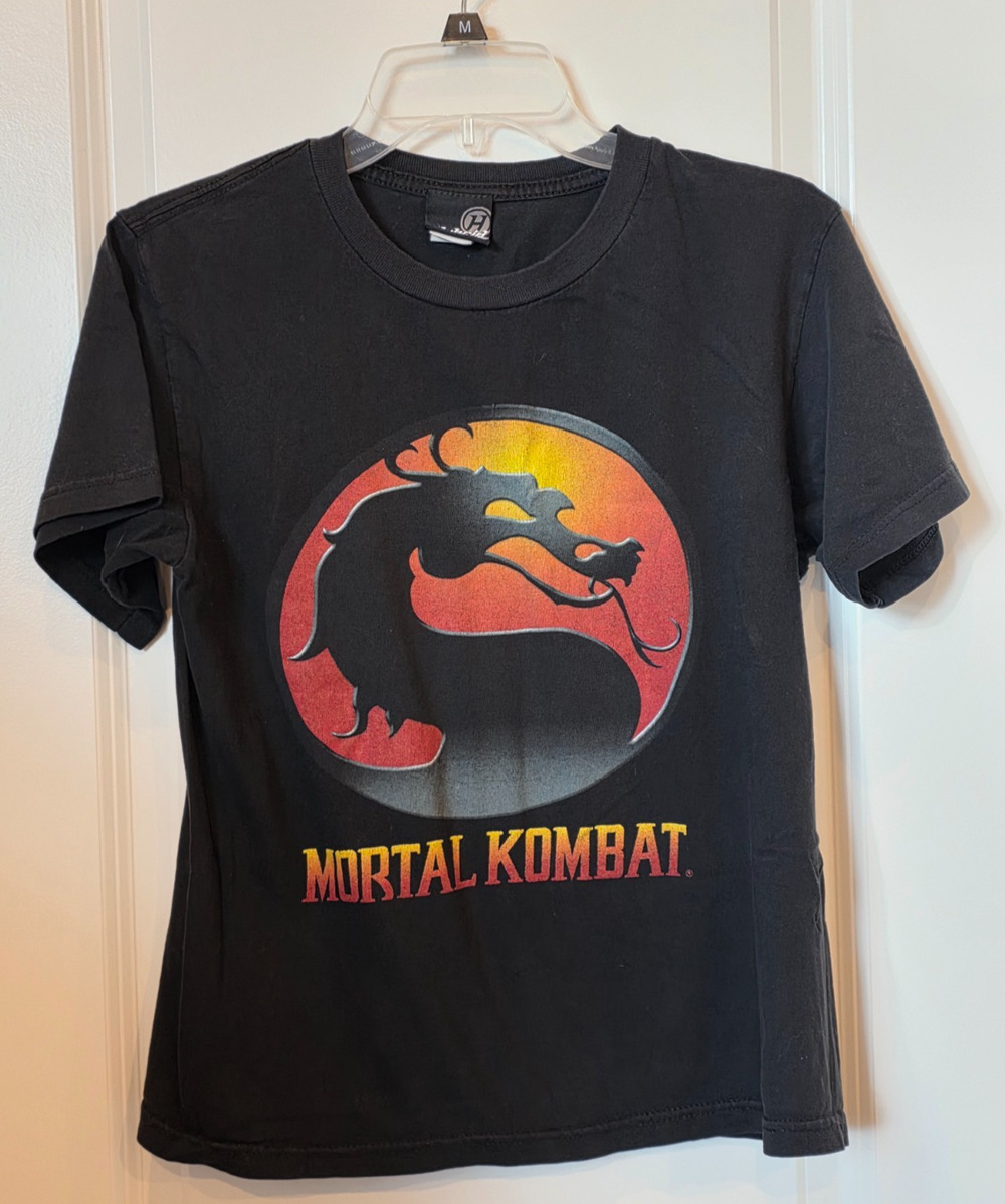 Mortal Kombat Graphic T-Shirt Hybrid Mens Black Dragon Logo Video Game Tee
